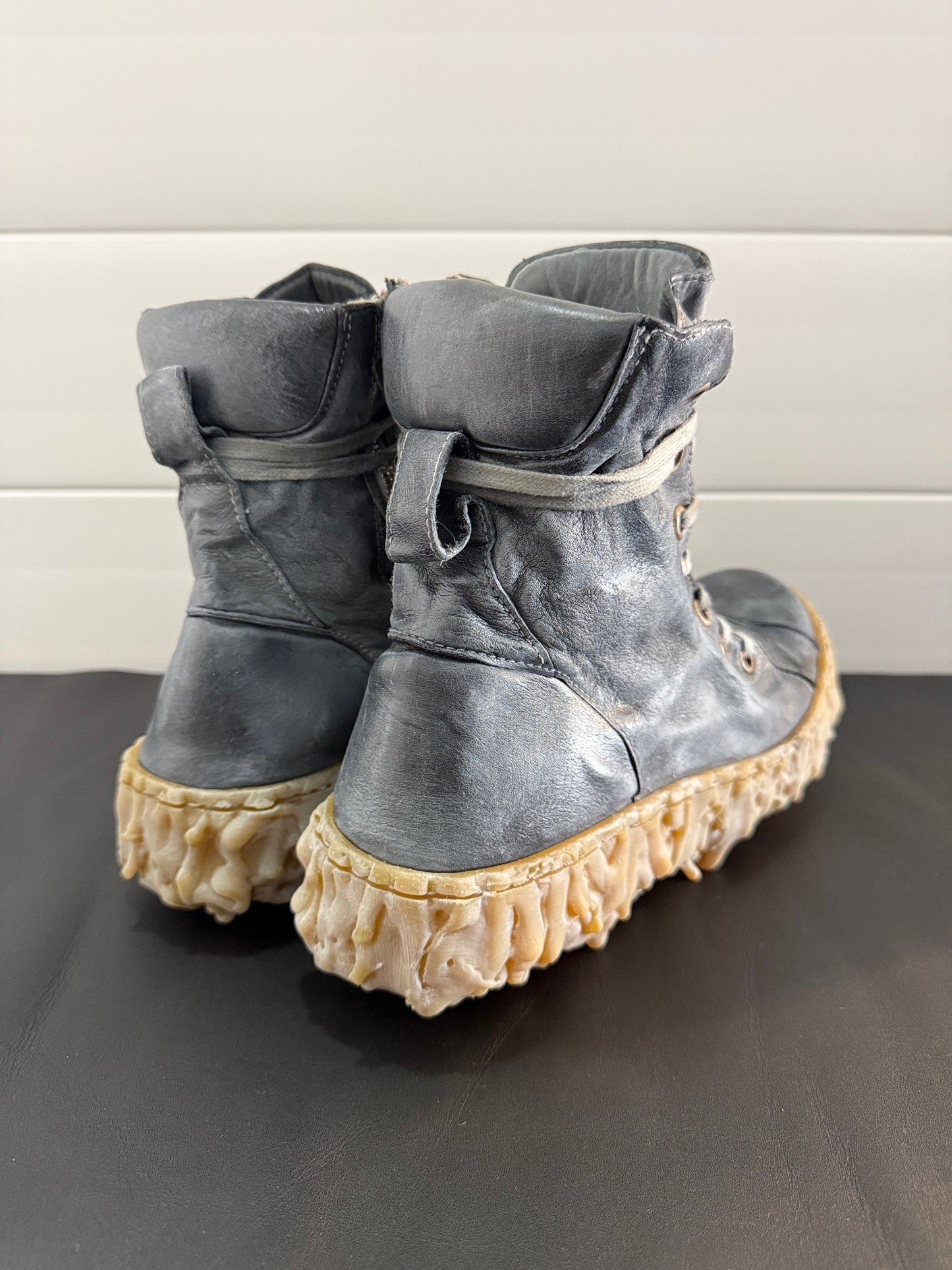 Shale Melt Clash Kangaroo Leather Mid Top Sneakers