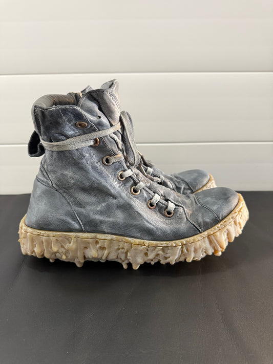 Shale Melt Clash Kangaroo Leather Mid Top Sneakers