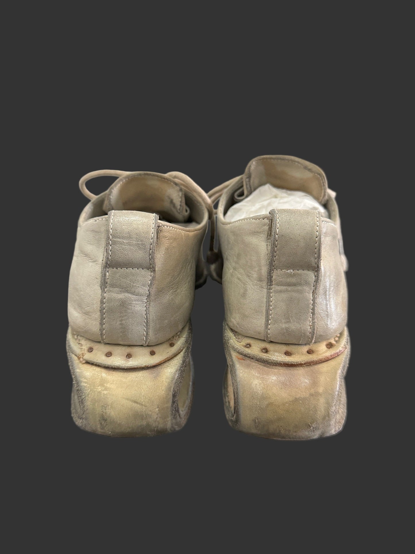 Pale Grey One Piece Prosthetic Officer Derbies U-Sole by Carol Christian Poell