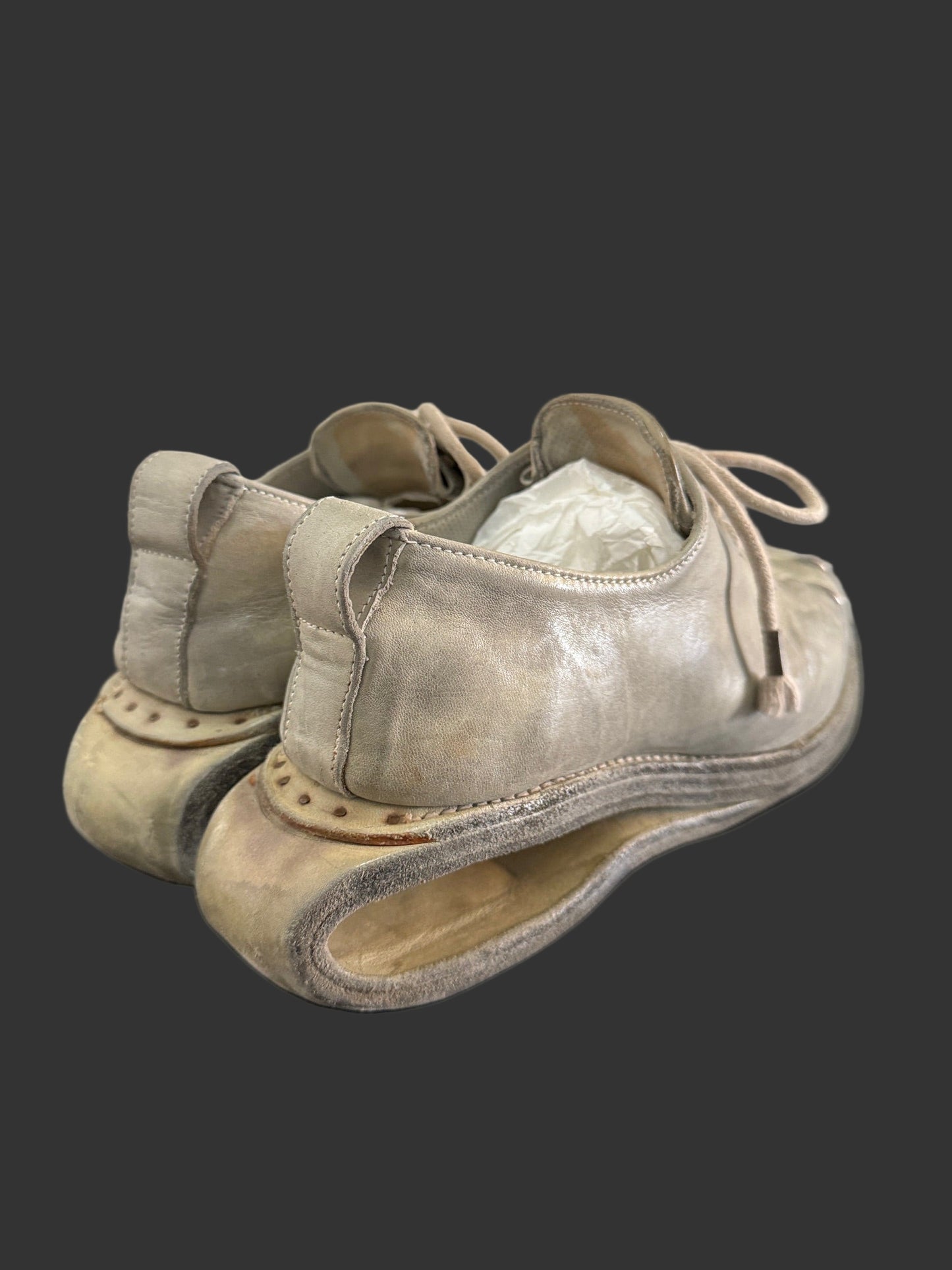 Pale Grey One Piece Prosthetic Officer Derbies U-Sole by Carol Christian Poell