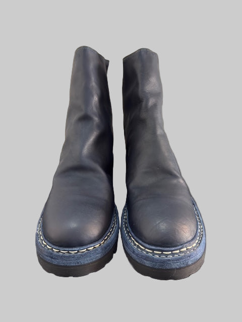 Dark Blue Norwegian Welt Back Zip Boots 796V_N