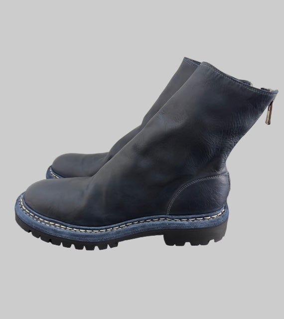 Dark Blue Norwegian Welt Back Zip Boots 796V_N