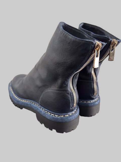 Dark Blue Norwegian Welt Back Zip Boots 796V_N