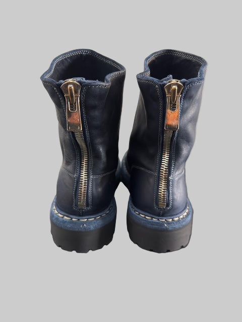 Dark Blue Norwegian Welt Back Zip Boots 796V_N
