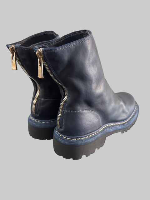 Dark Blue Norwegian Welt Back Zip Boots 796V_N