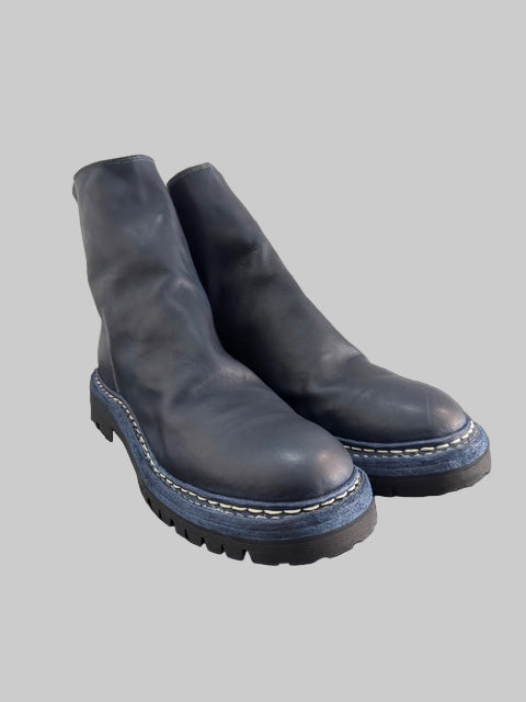 Dark Blue Norwegian Welt Back Zip Boots 796V_N