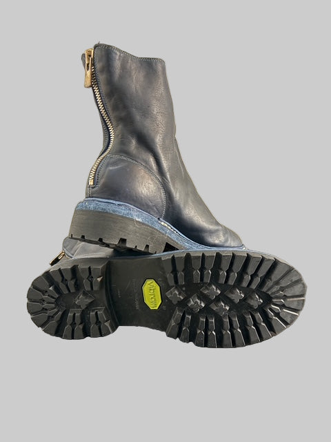 Dark Blue Norwegian Welt Back Zip Boots 796V_N