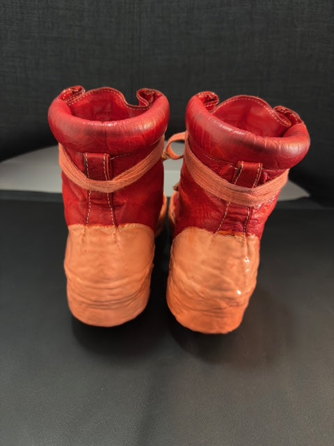 Red Kangaroo Leather Latex Dripped One Piece Sneakers by Carol Christian Poell