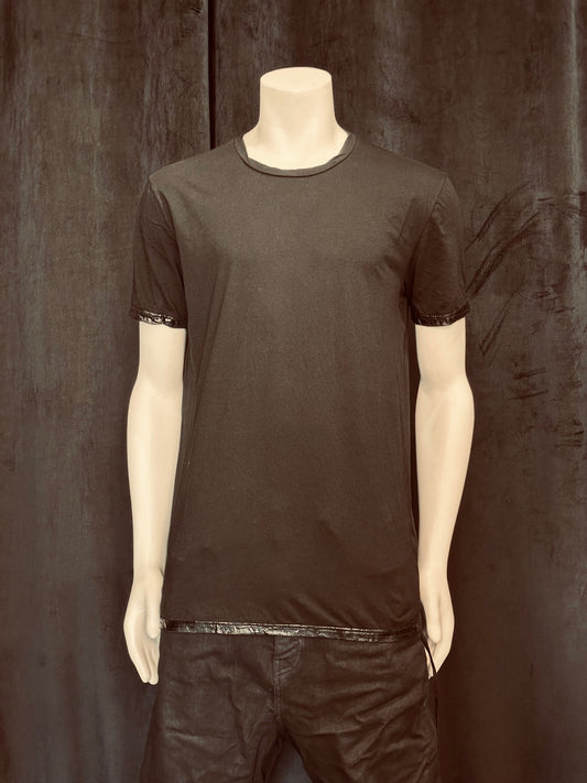 Black with Black Latex Trim Cotton Jersey T-shirt