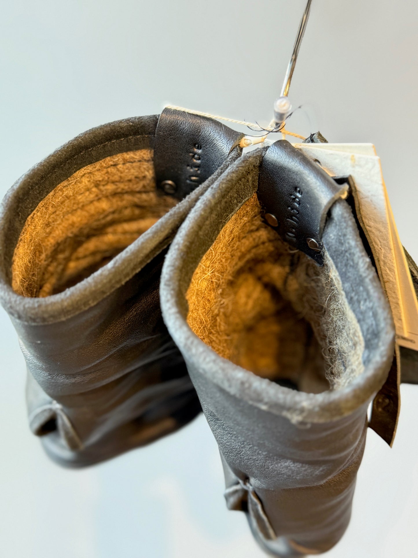 Black Raw Wool Fingerless Mitten Gloves