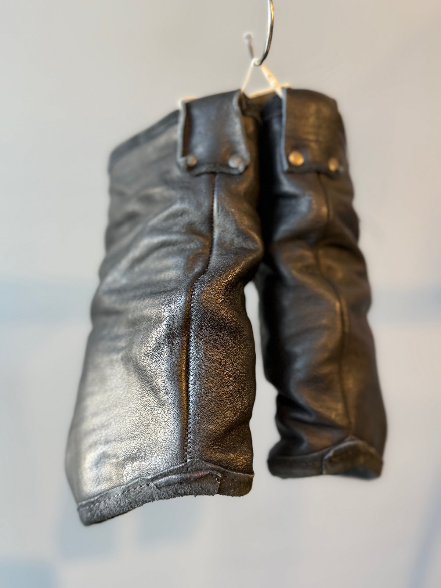 Black Raw Wool Fingerless Mitten Gloves