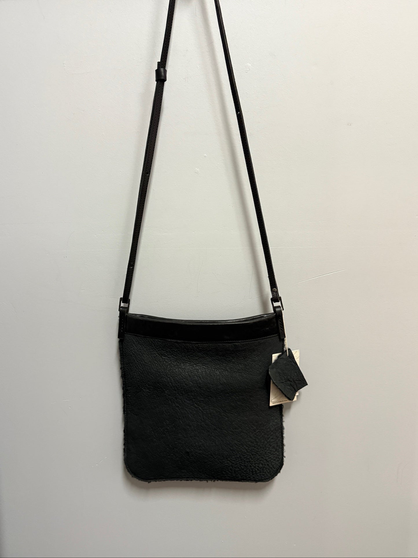 Black Bull Leather with Bonded Wool Tablet Bag