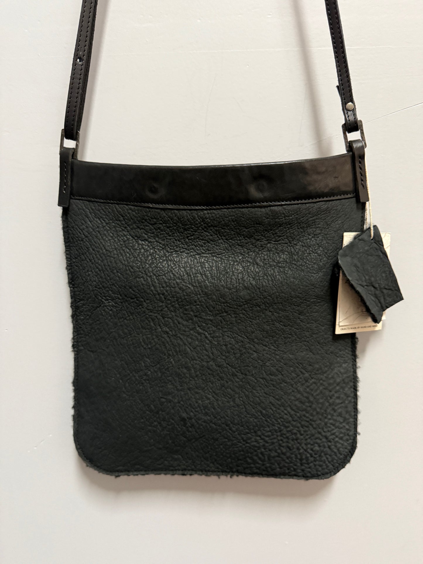 Black Bull Leather with Bonded Wool Tablet Bag