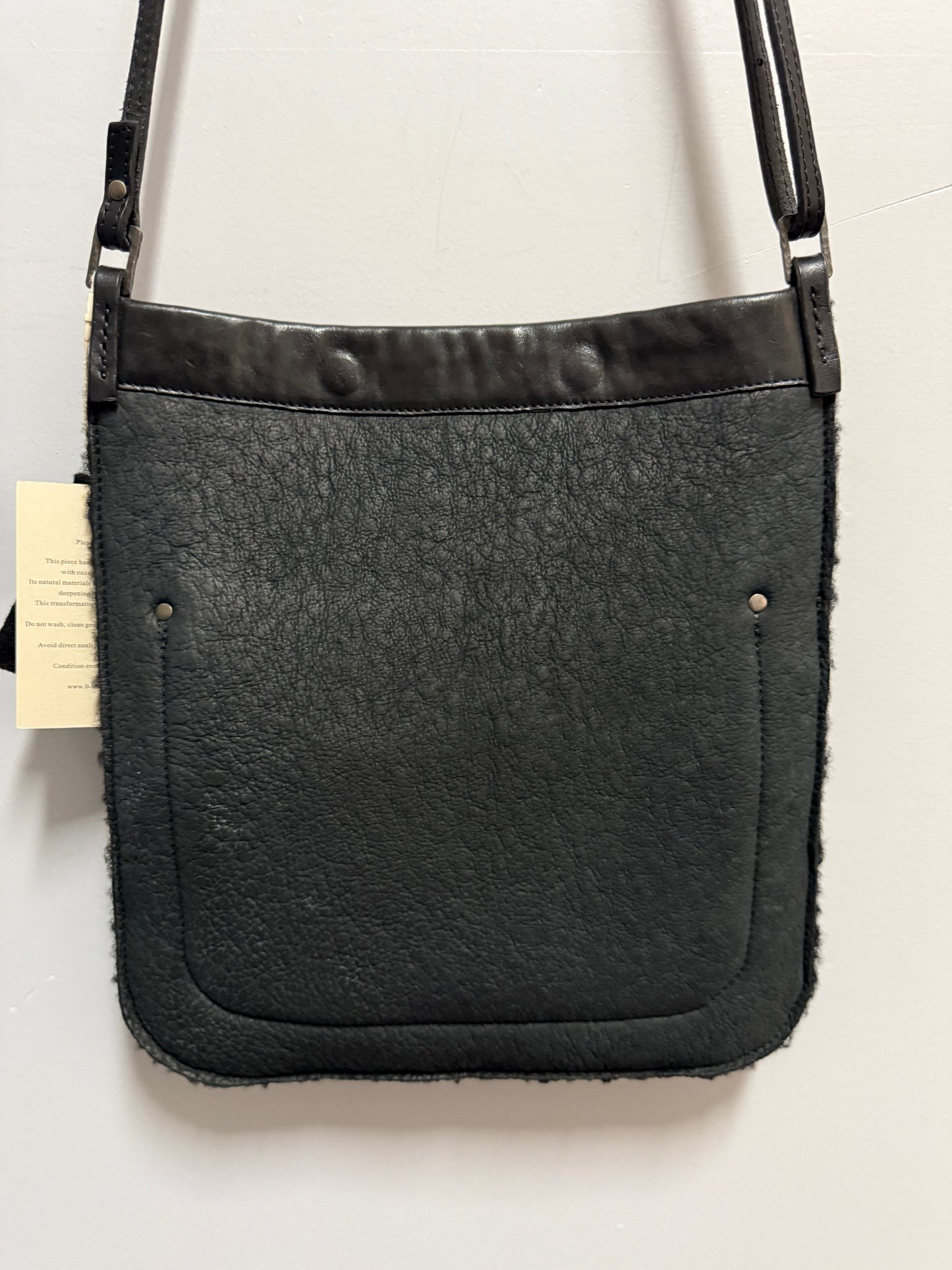 Black Bull Leather with Bonded Wool Tablet Bag