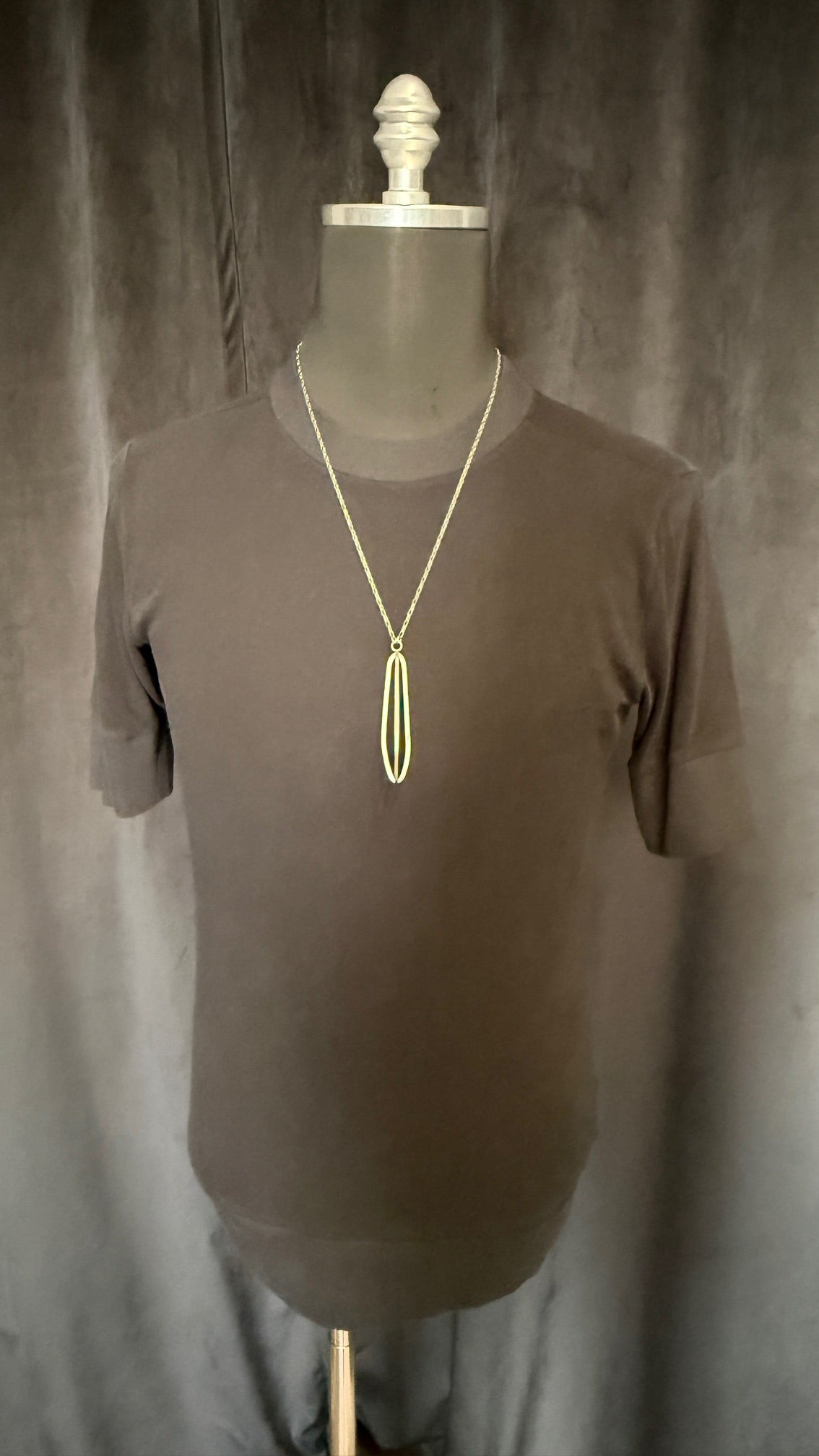 Spire Shaped Empty Cage Sterling Silver Pendant Necklace