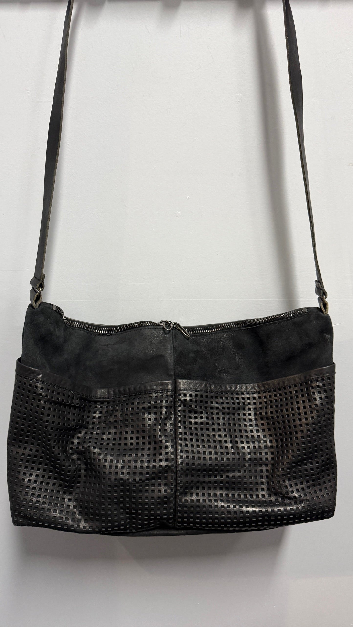 Black Creep Horse Leather Shoulder Bag by Daniele Basta