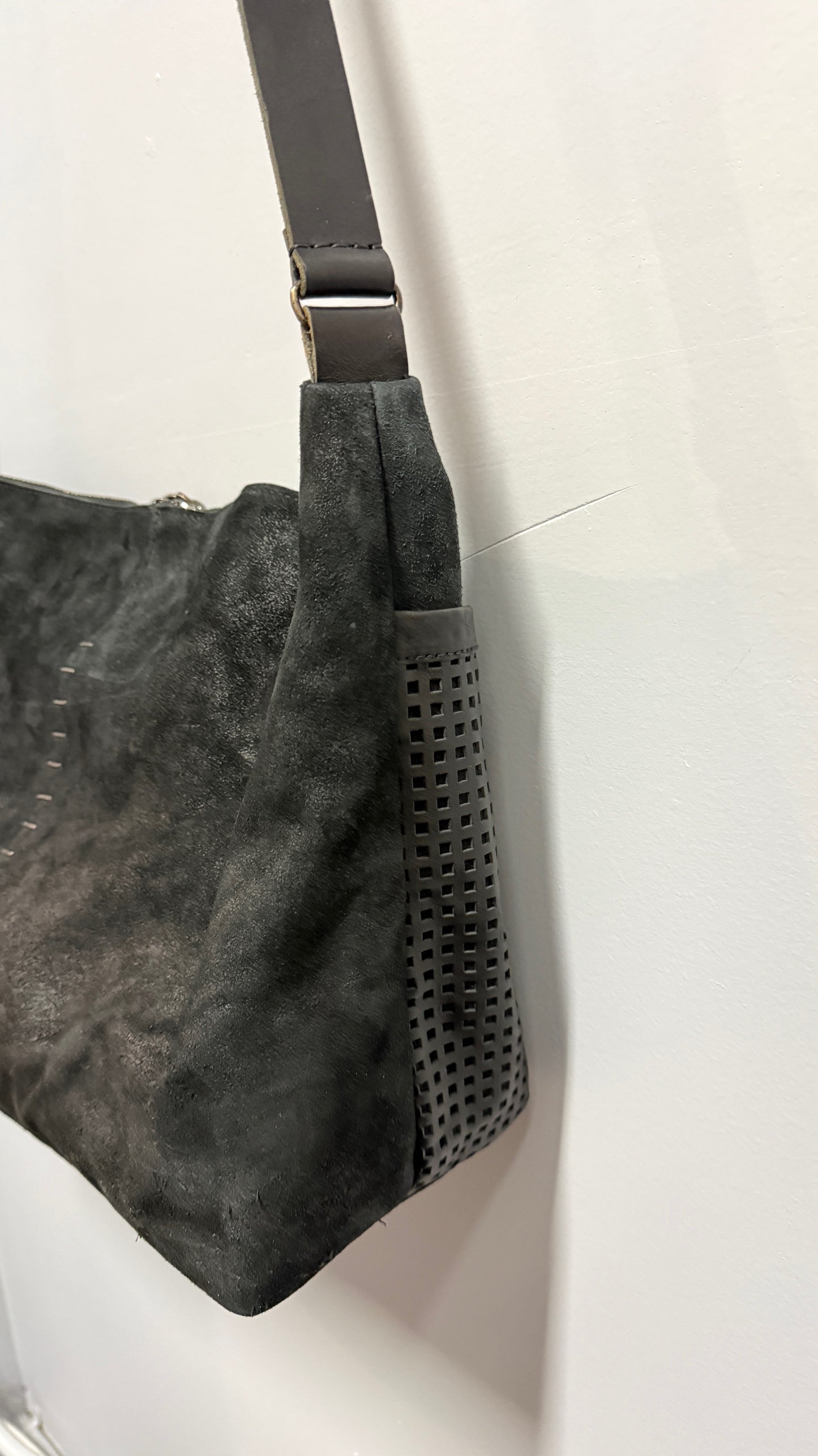 Black Creep Horse Leather Shoulder Bag by Daniele Basta