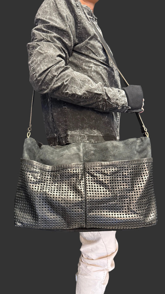 Black Creep Horse Leather Shoulder Bag by Daniele Basta