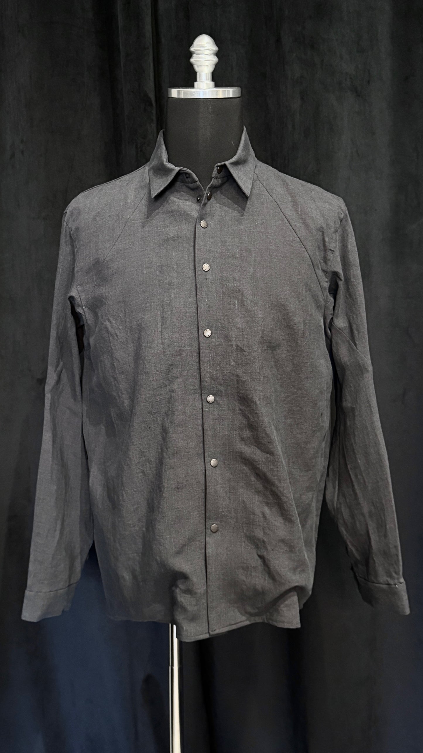 Vintage Blue Collared Snap Button Shirt