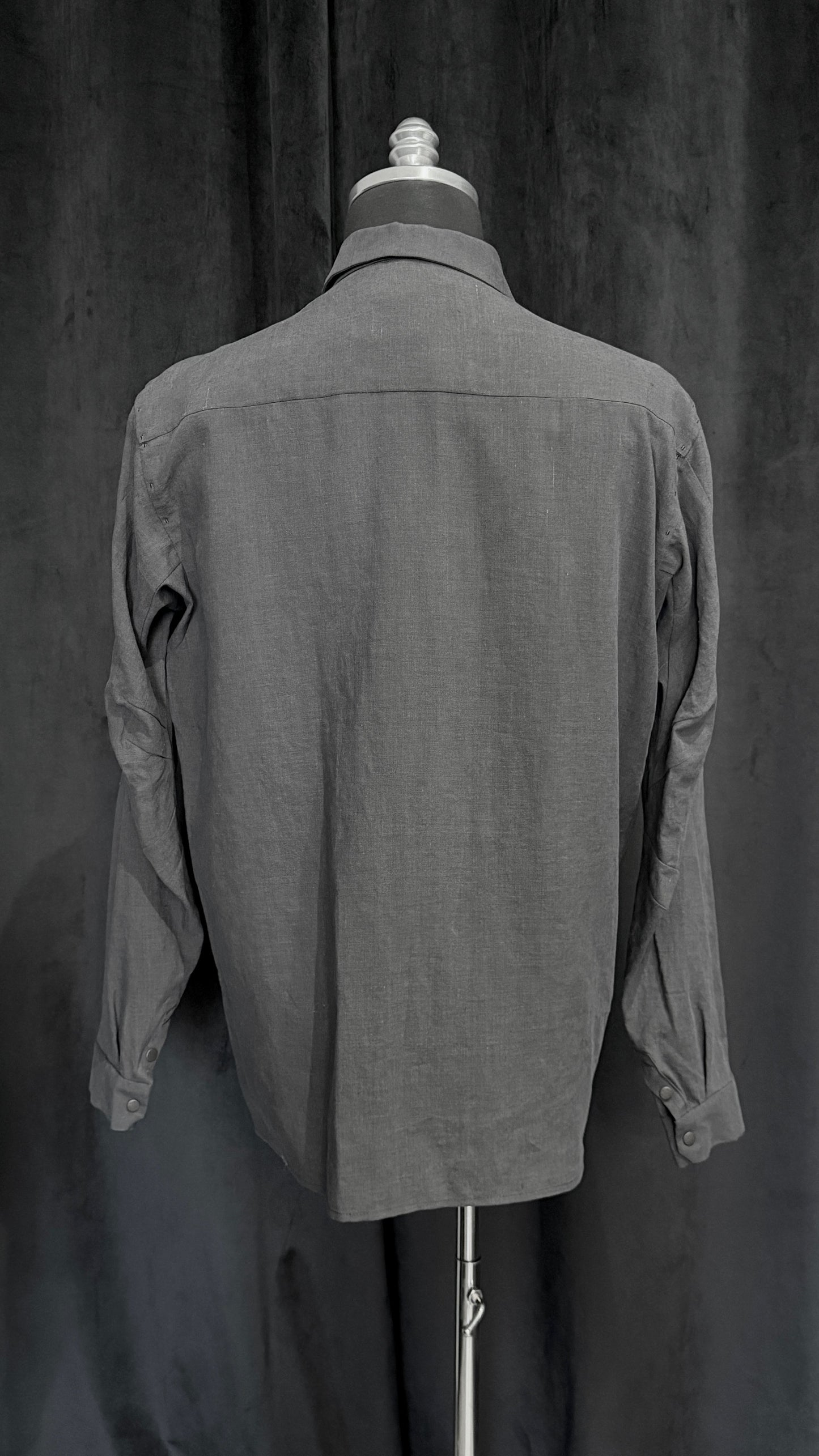 Vintage Blue Collared Snap Button Shirt