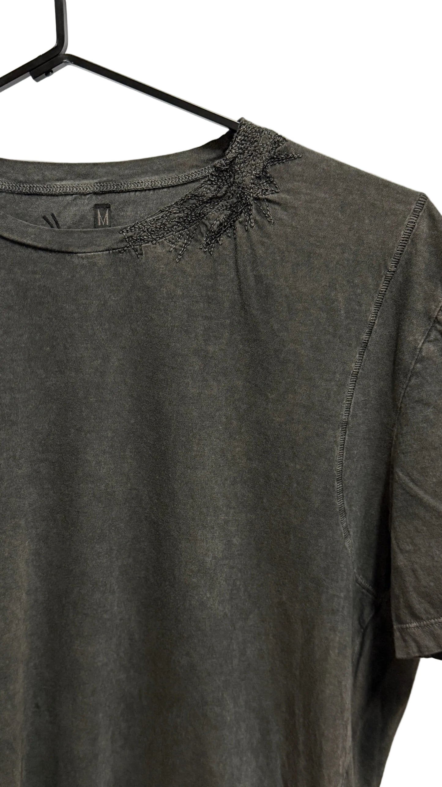 Anthracite Wash Embroidery on Neck SS T-shirt