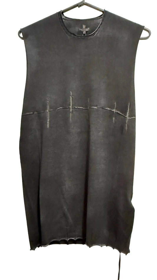 Black with Black Hand Painted CROSS Sleeveless Sweater