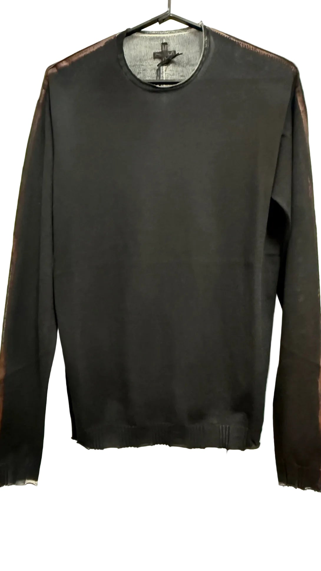 Black Wash Hand Painted Brown Seams Sweater