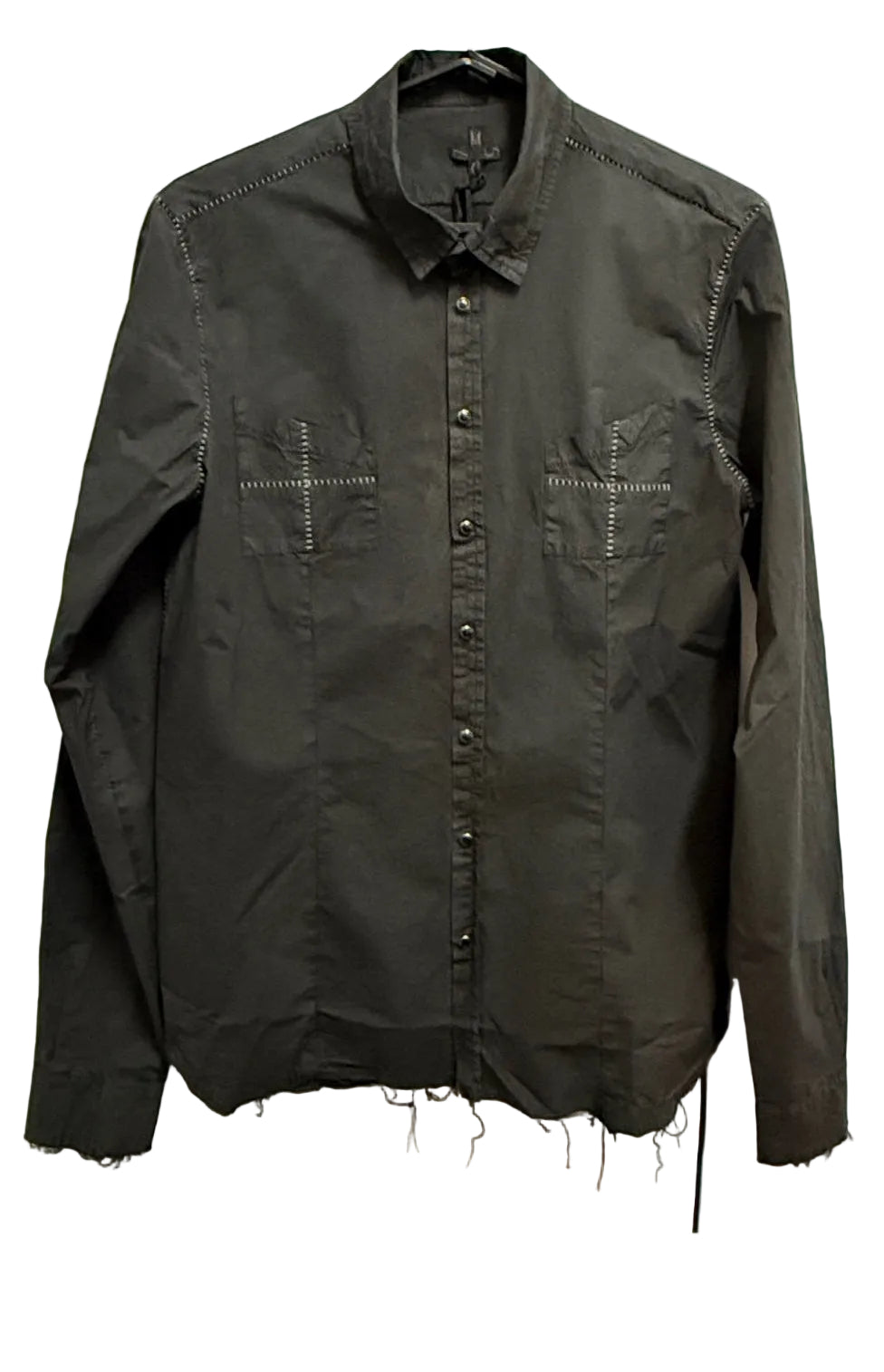 Black Wash Scarstitch Cotton Snap Button Shirt