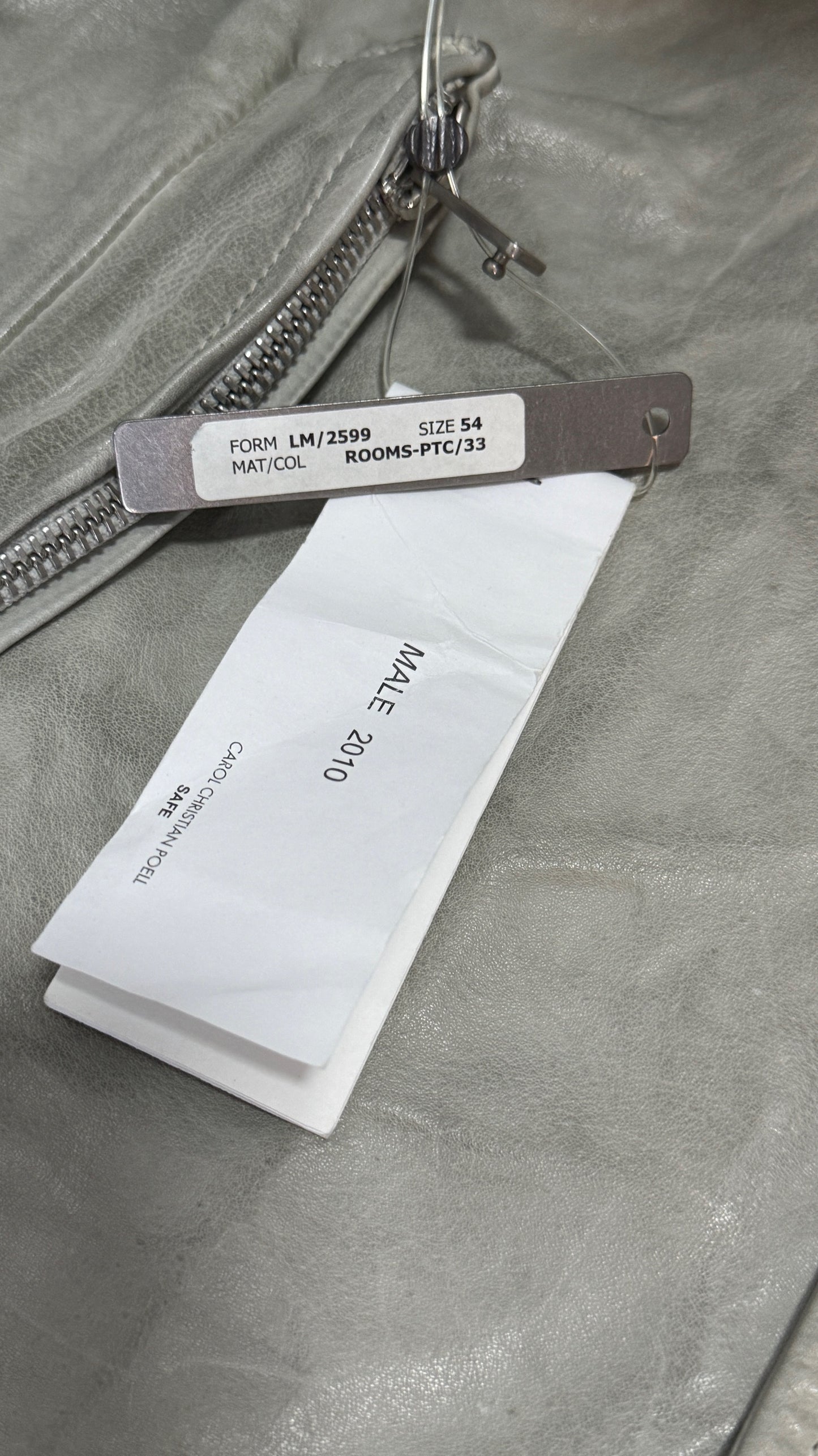 Pale Grey High Neck Kangaroo Leather Jacket by Carol Christian Poell