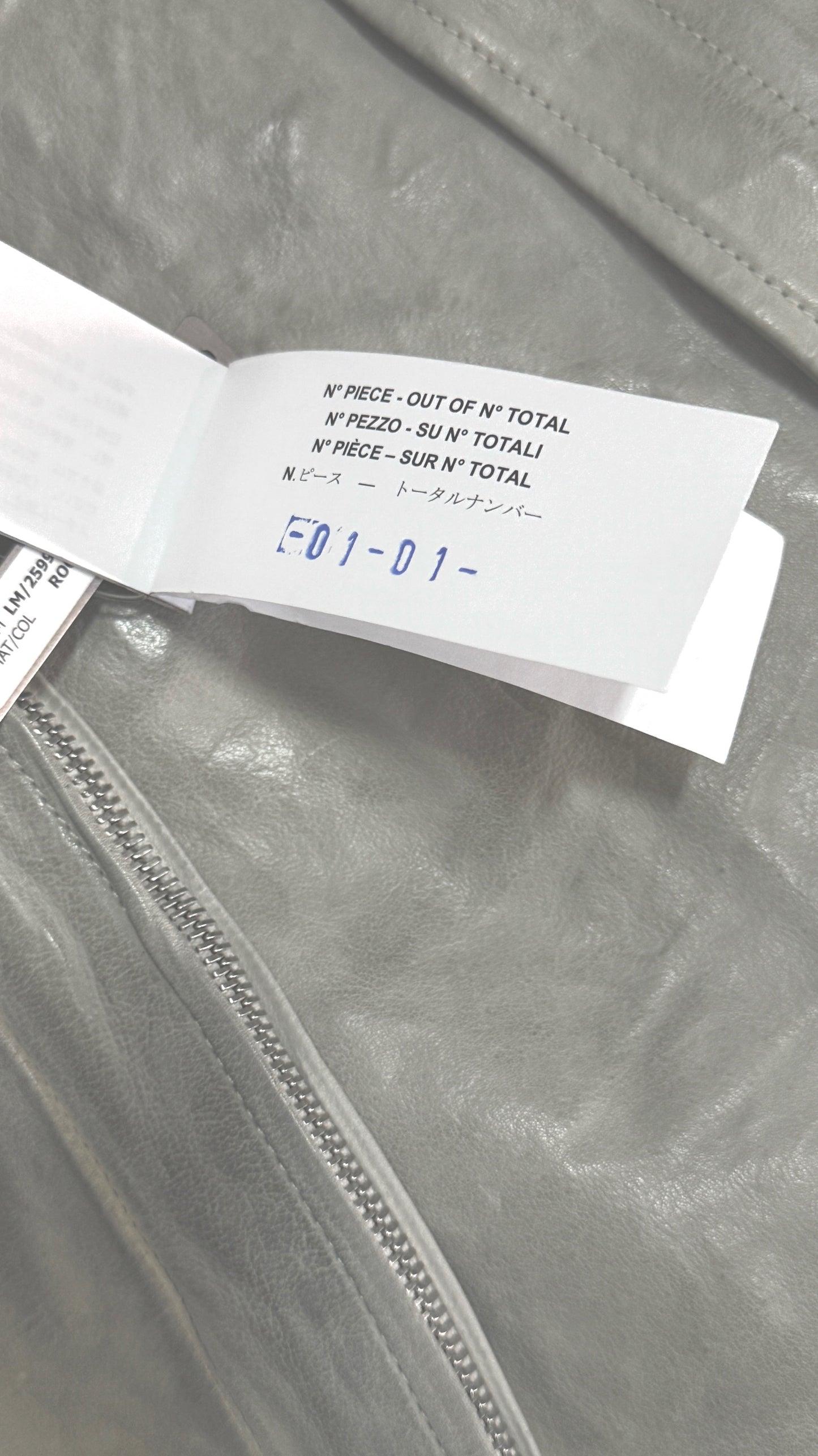 Pale Grey High Neck Kangaroo Leather Jacket by Carol Christian Poell