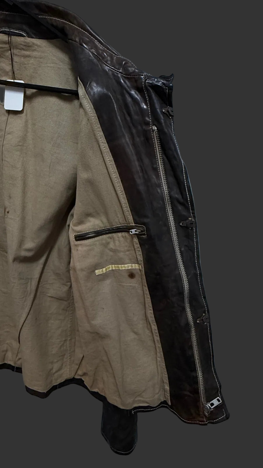 Dark Brown Calf Leather Collared Zipper Riders Jacket by Carol Christian Poell