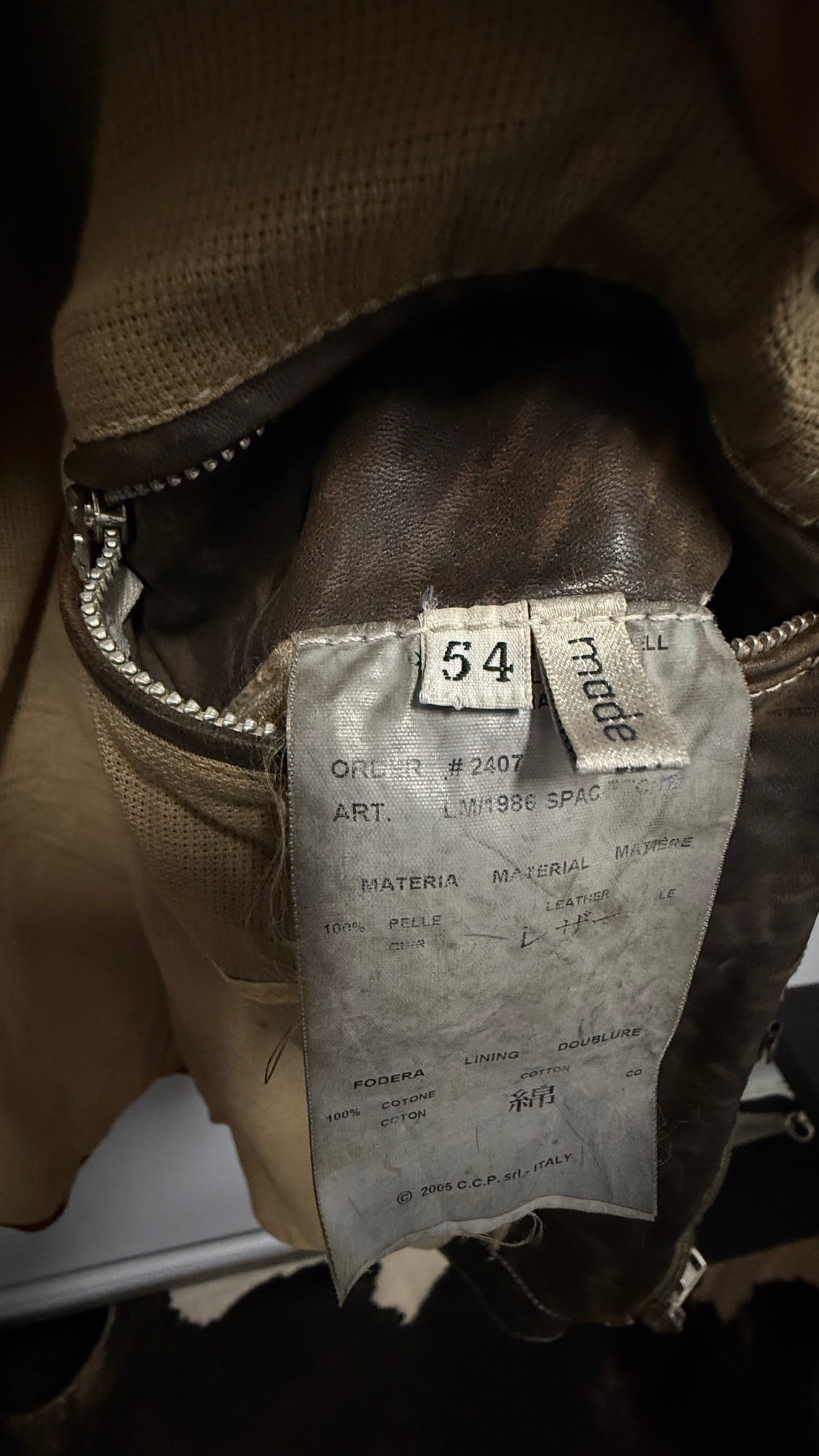 Dark Brown Calf Leather Collared Zipper Riders Jacket by Carol Christian Poell