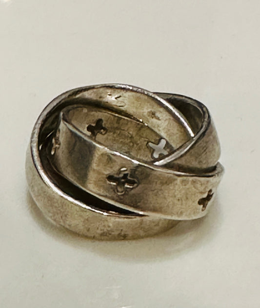 Dirty Sterling Silver Trinity Cross Ring