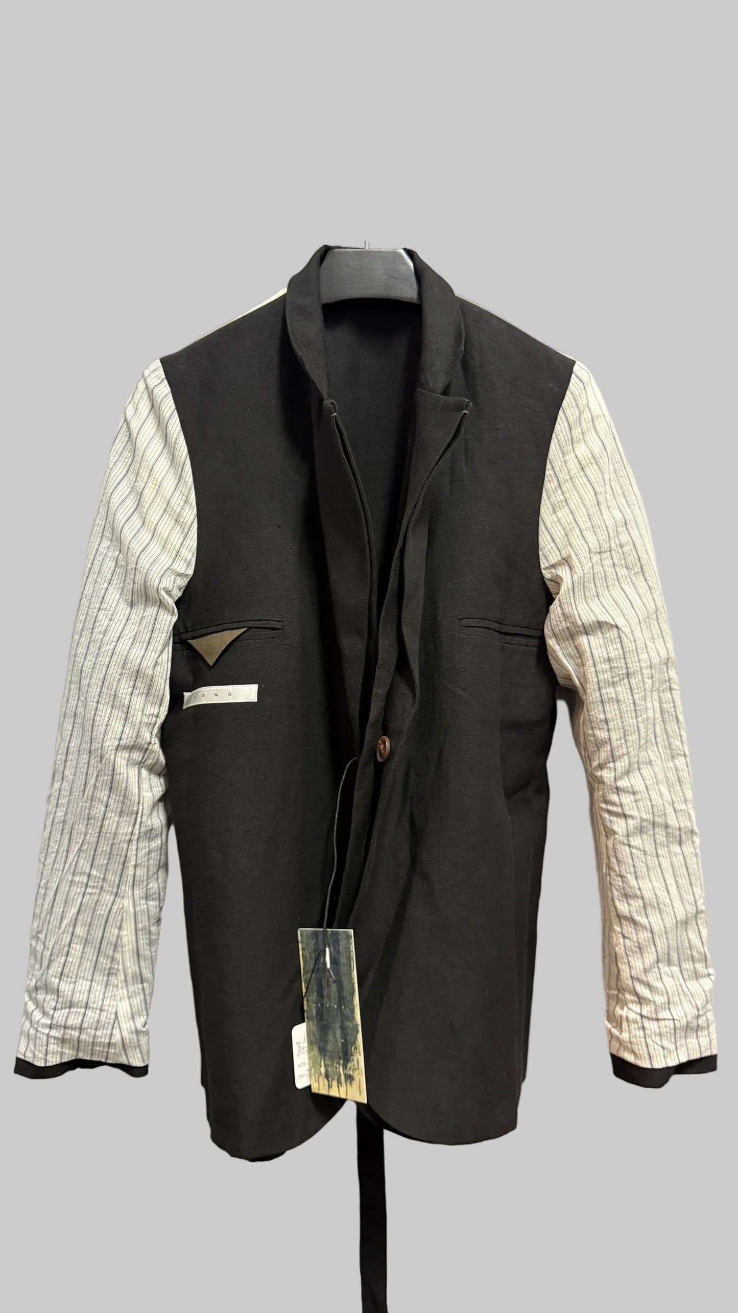 Off Black Double Layer Front Jacket