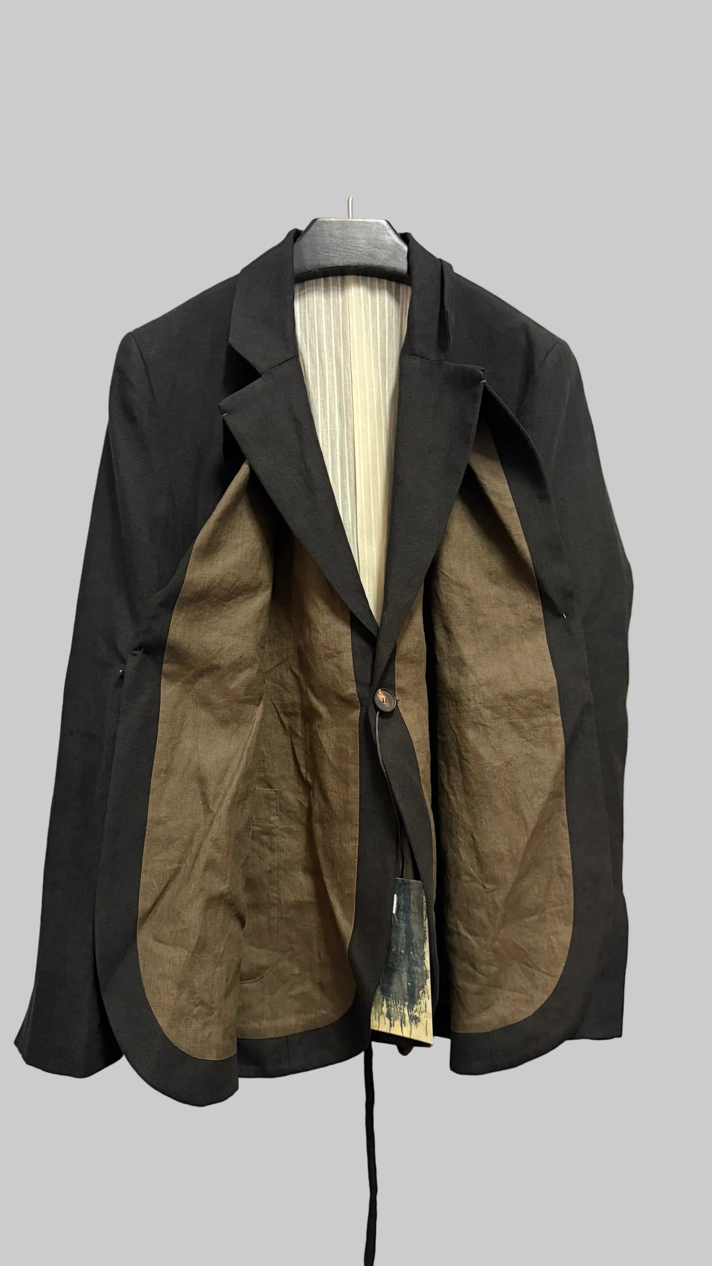 Off Black Double Layer Front Jacket