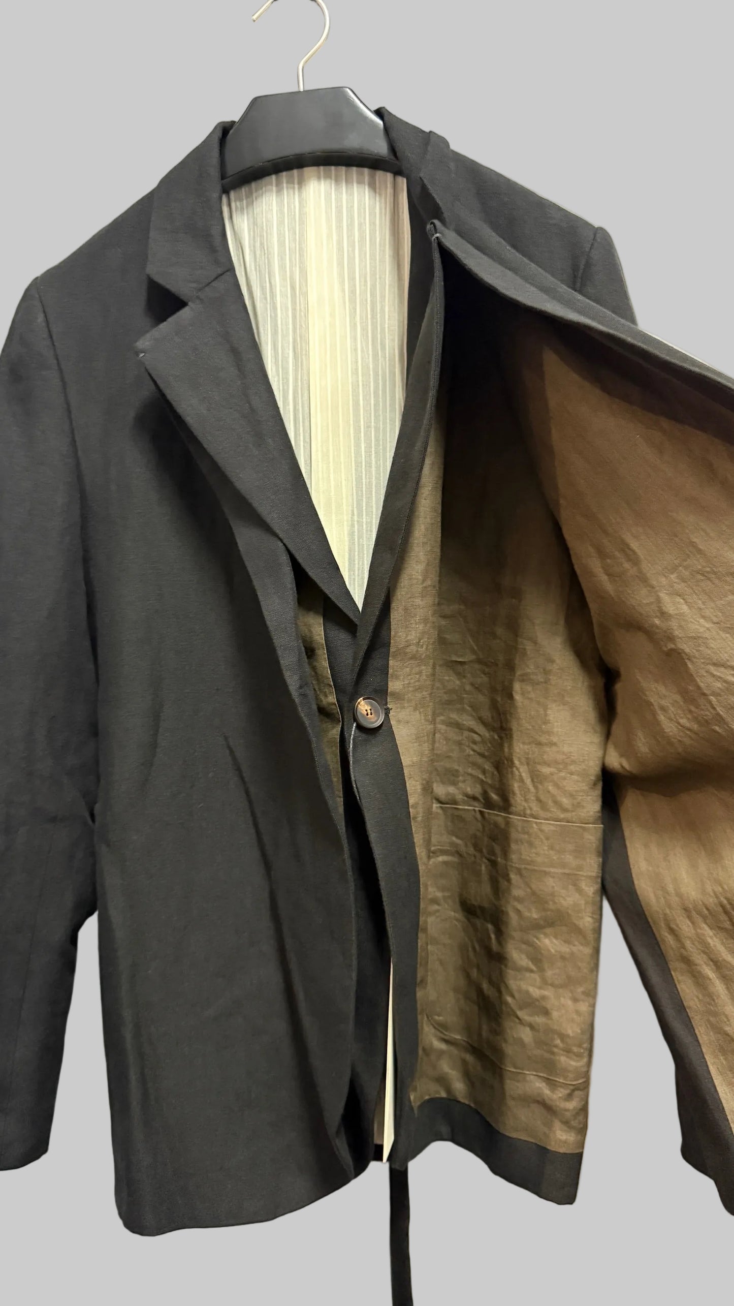 Off Black Double Layer Front Jacket