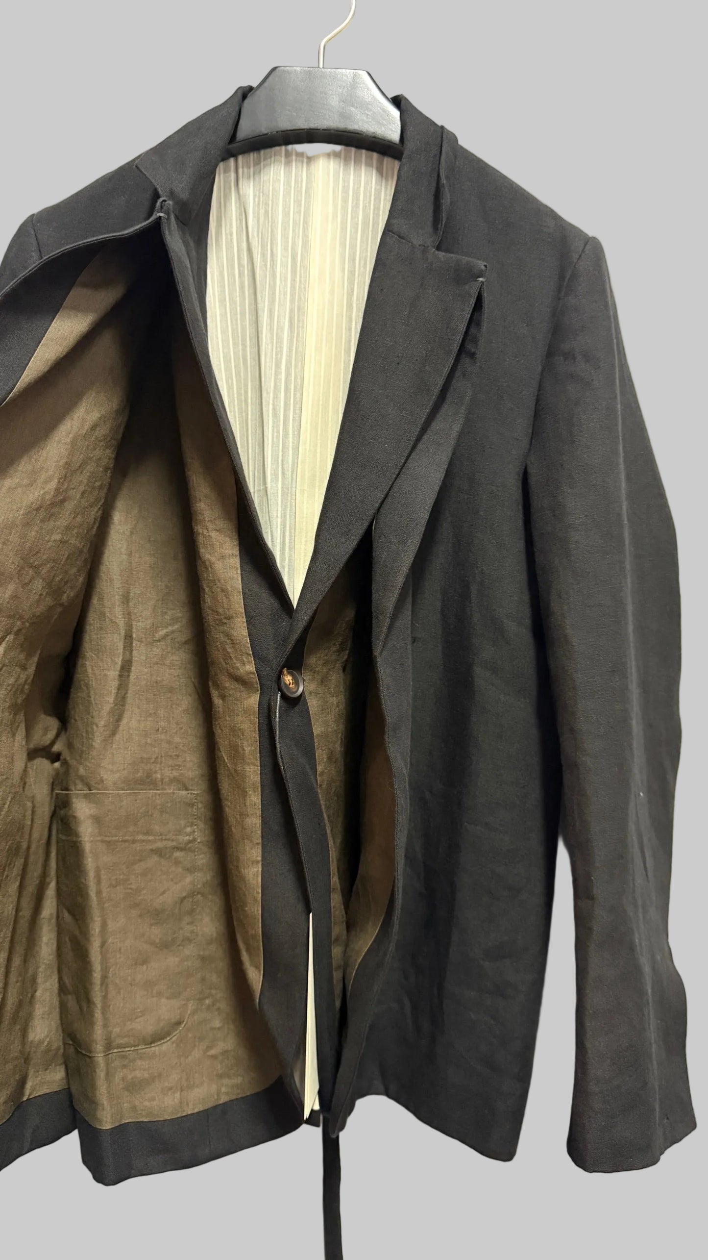 Off Black Double Layer Front Jacket