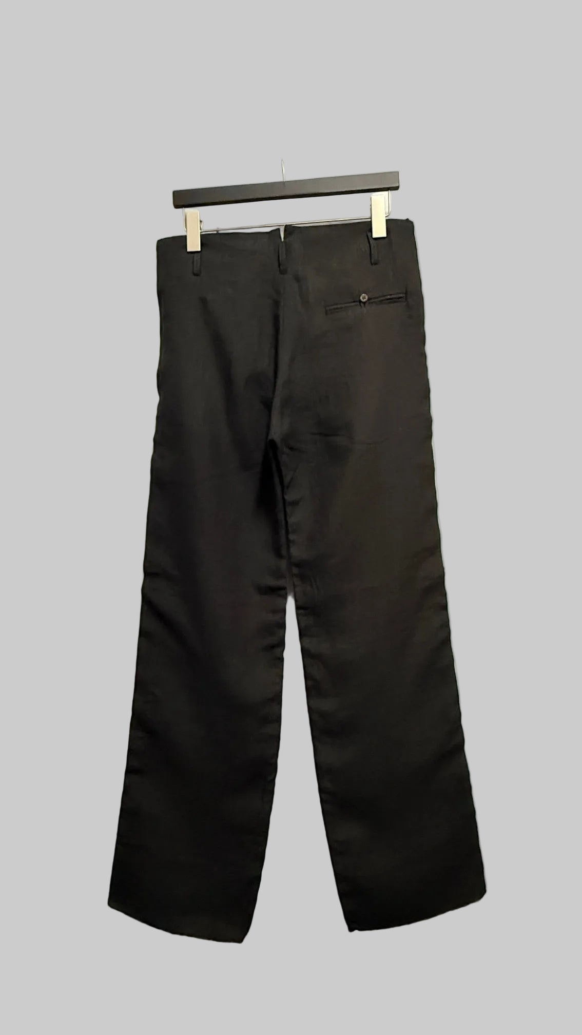 Off Black Linen Relaxed Straight Leg Trousers
