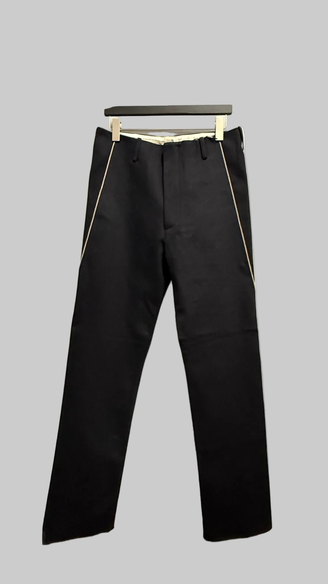Off Black Cotton Selvedge Line Trousers