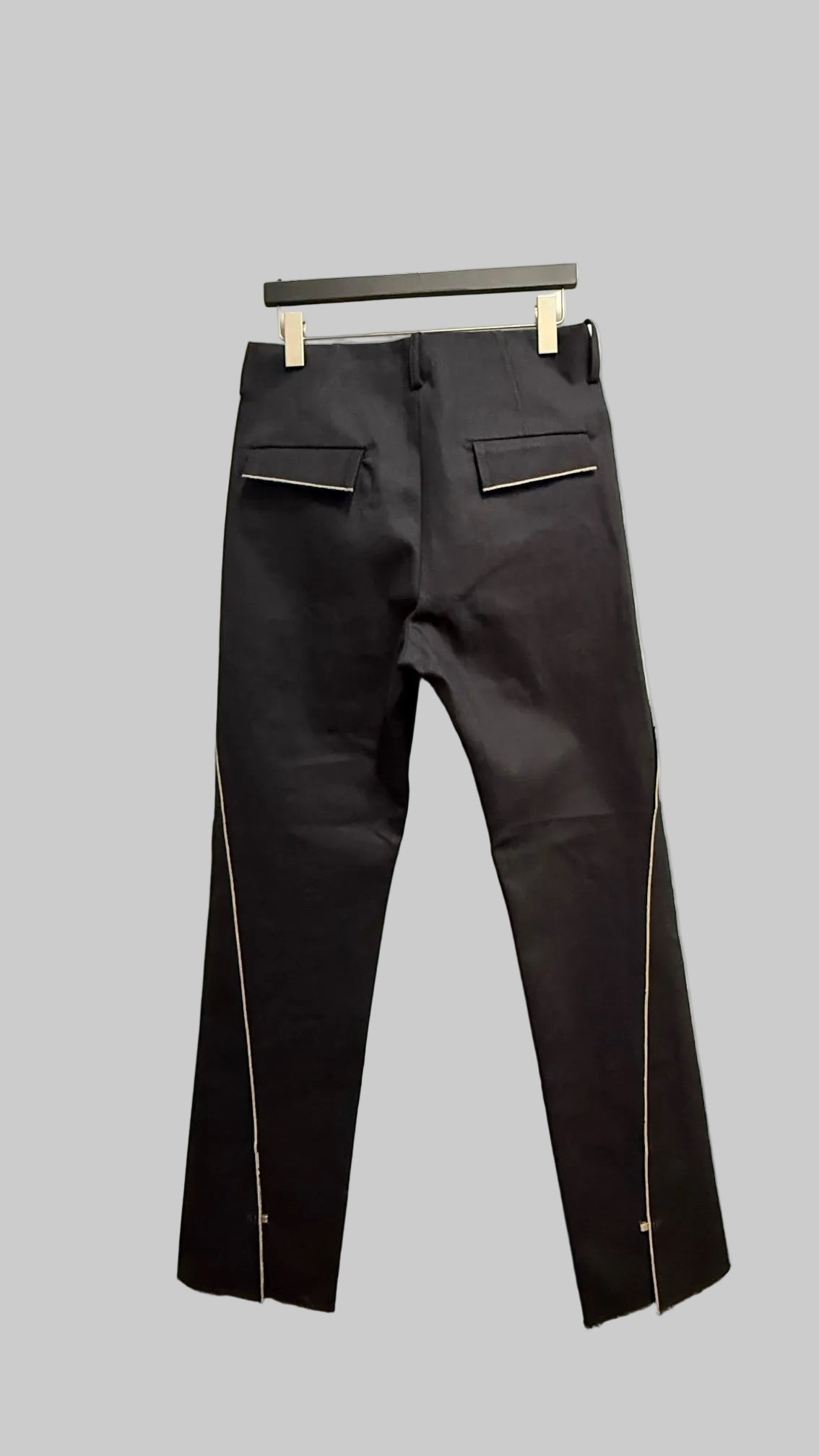 Off Black Cotton Selvedge Line Trousers
