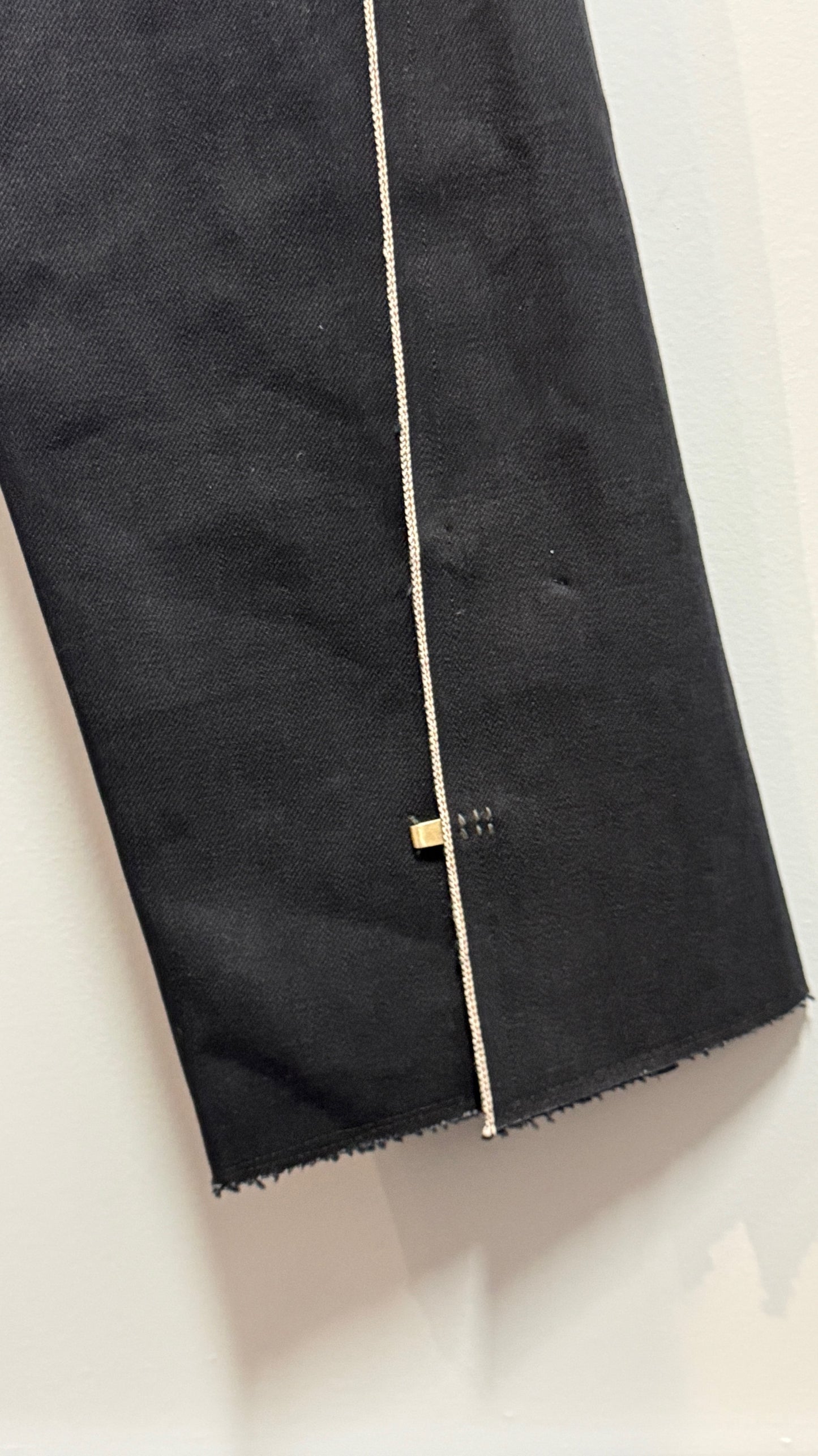 Off Black Cotton Selvedge Line Trousers