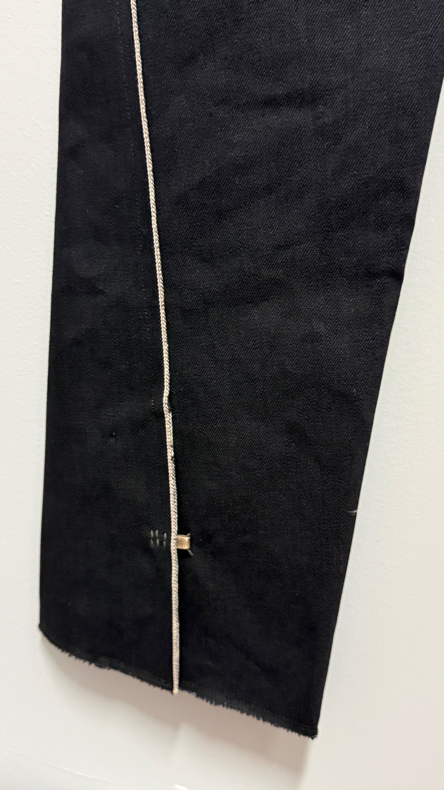 Off Black Cotton Selvedge Line Trousers