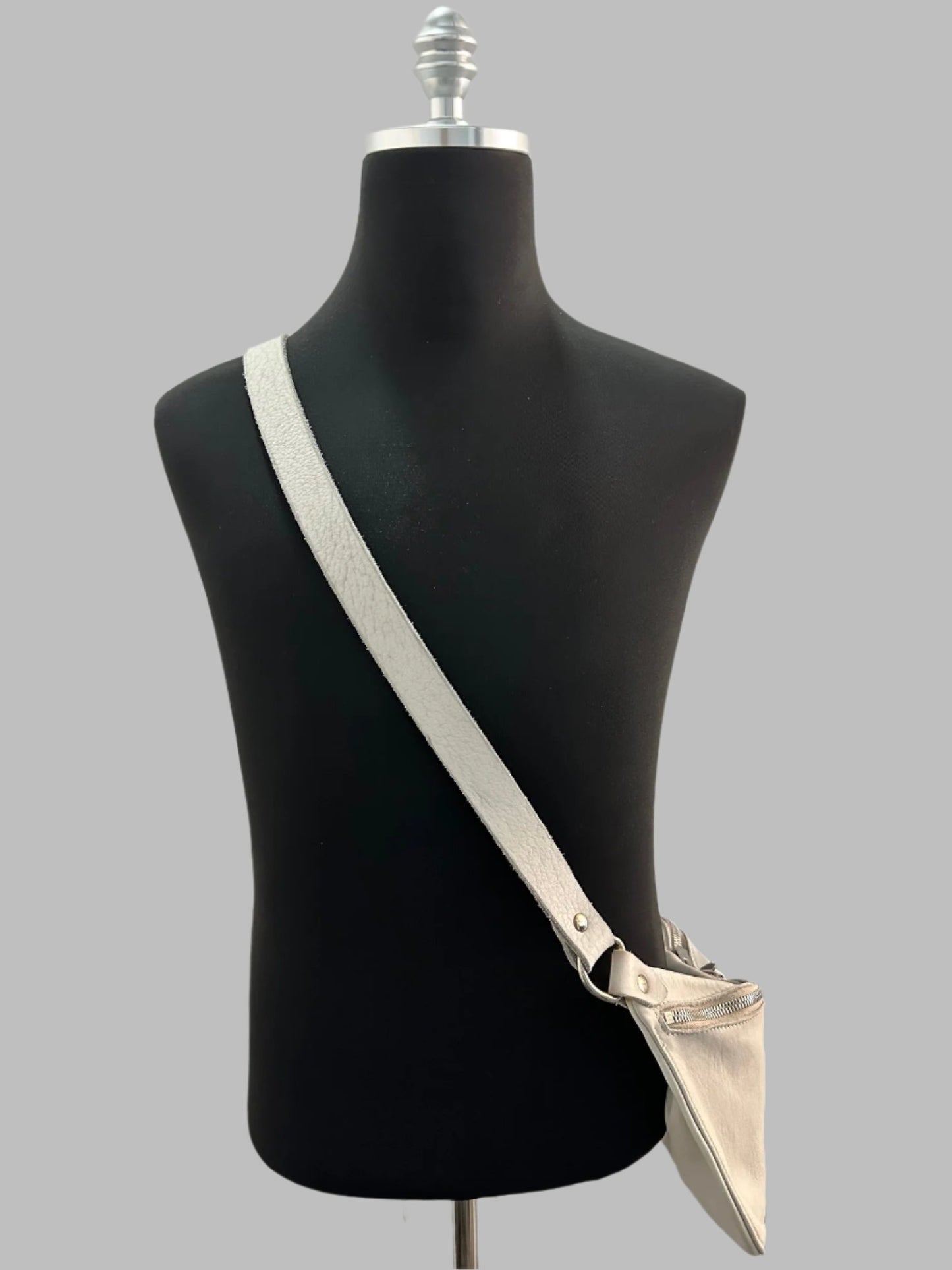 Pale Grey Soft Horse Leather Medium Belt Bag Q10M