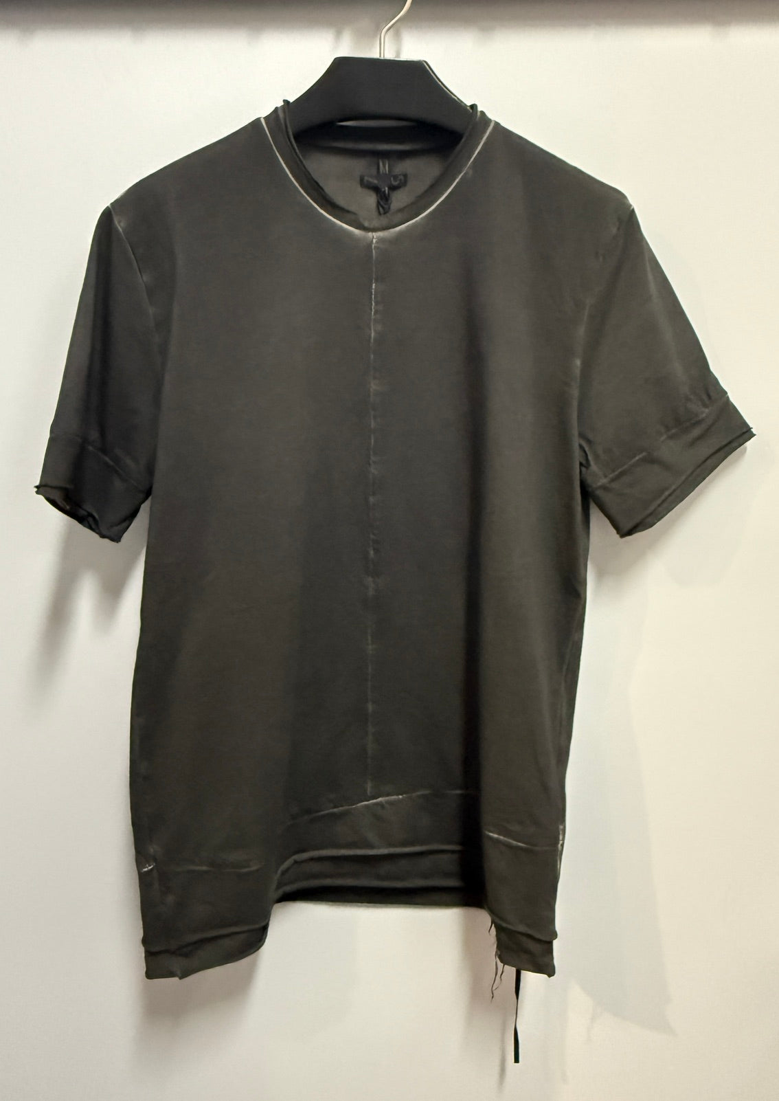 Dark Grey Resin Heavy Cotton Contrast Stitch T-shirt