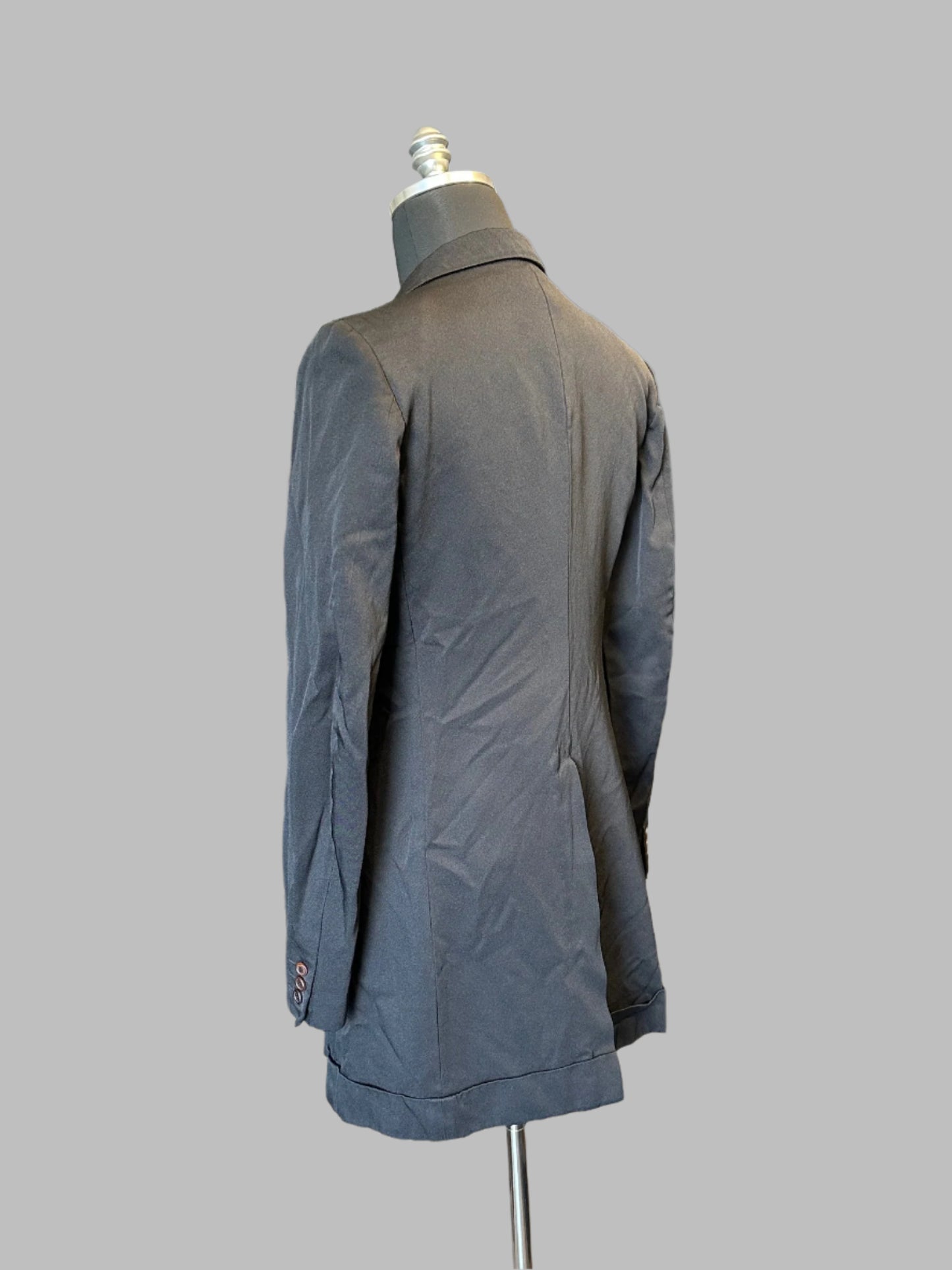 Black Crumpled Polyester Frock Coat by Comme des Garcons Homme Plus