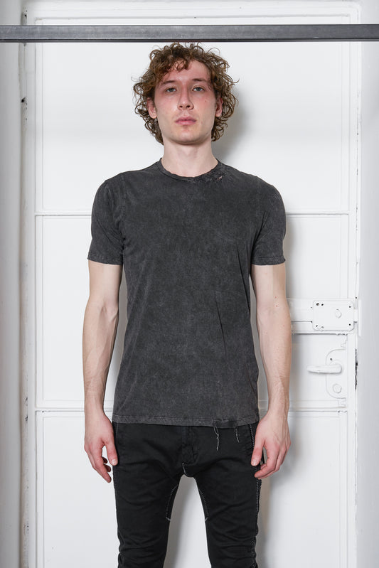 Anthracite Wash Embroidery on Neck SS T-shirt