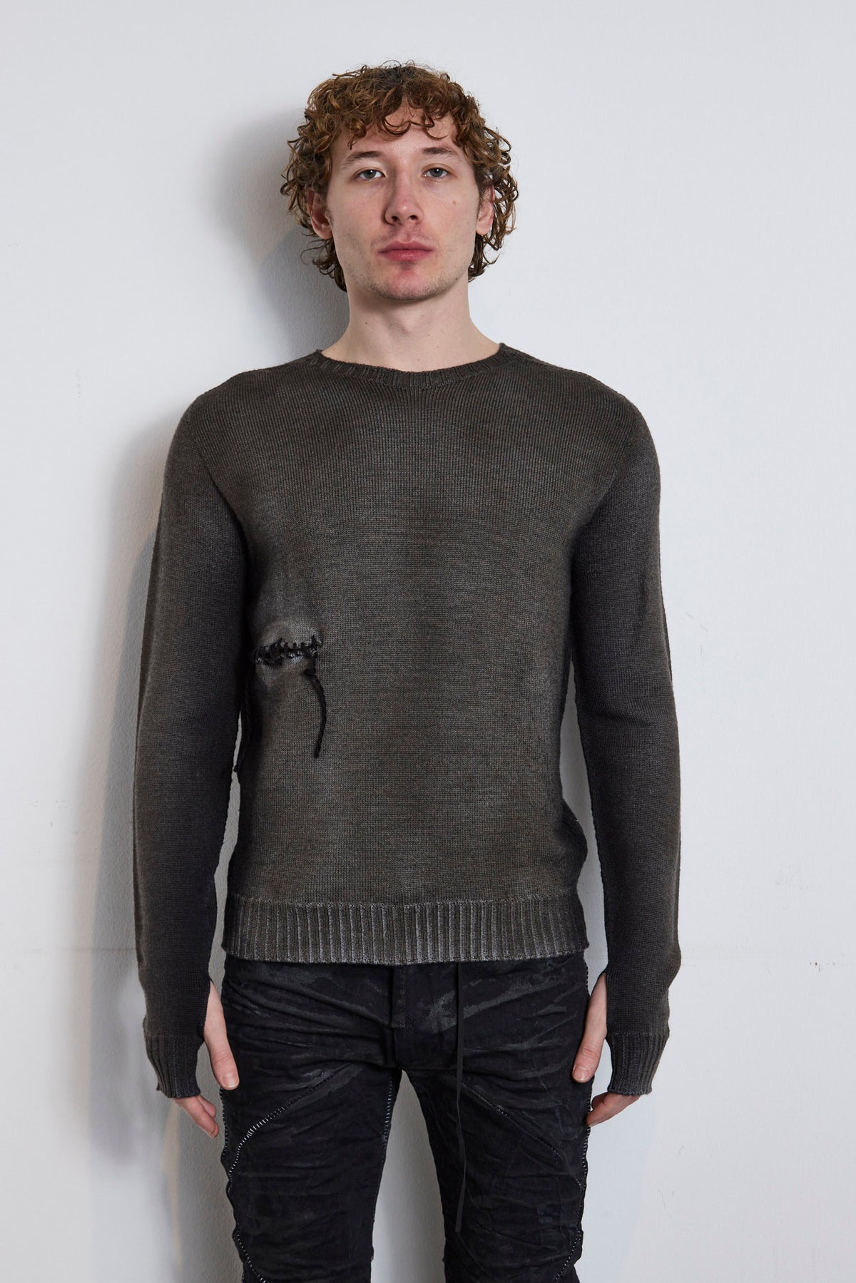 Boar Ombre Black Grey Soft Wool New Loose Fit Sweater