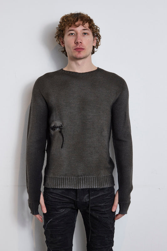 Boar Ombre Black Grey Soft Wool New Loose Fit Sweater