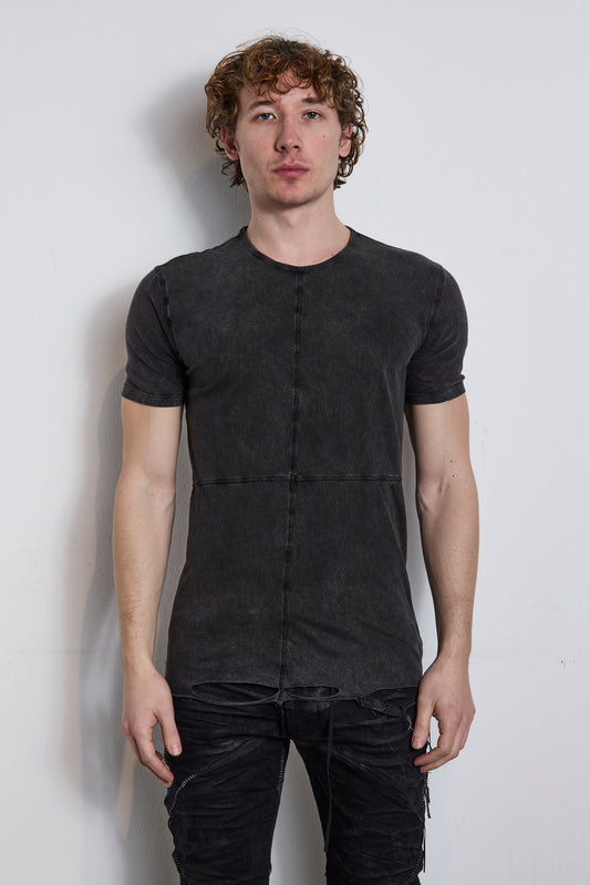 Anthra Grey Wash Overlock Cross Seam T-shirt