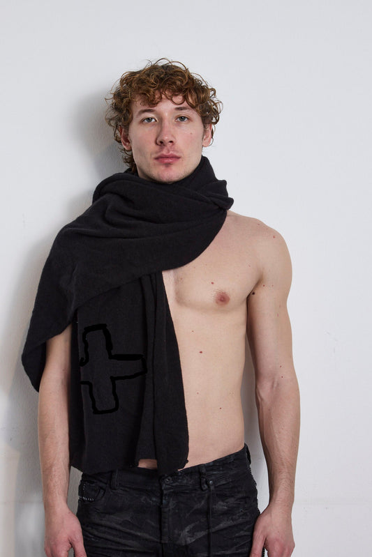 Black Cashmere Wool Large Stole